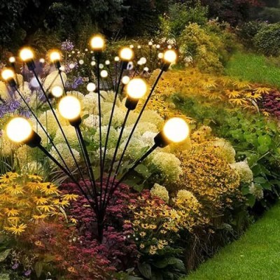 GIGAWATTS 10 LED Firefly Solar Garden Light Automatic Waterproof for Garden Solar Light Set(Free Standing Pack of 4)