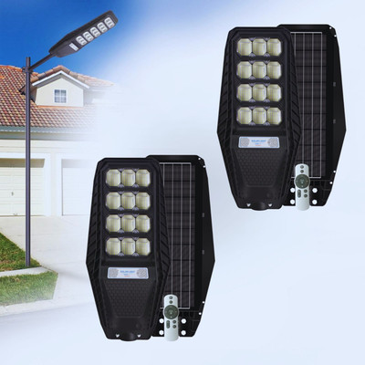 Homehop 200W All in One Street Light Outdoor Wall Lamp for Home Garden with Remote Solar Light Set(Wall Mounted Pack of 2)