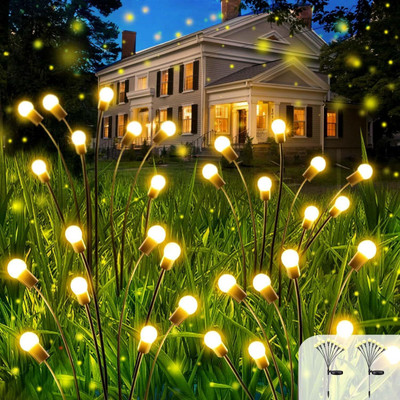 SKYBUCKET Solar Firefly Swaying Starburst Light Waterproof Ground Lamp for Garden Solar Light Set(Floor Mounted Pack of 2)