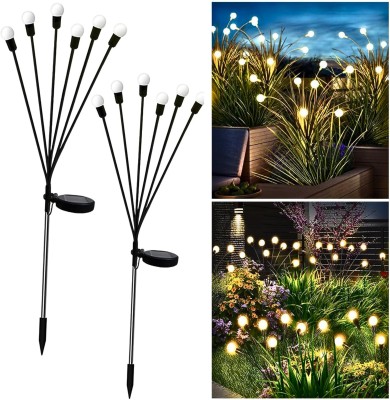 SAHAPECT Solar Garden 6 LED Copper Wire Outdoor Flower Firefly 2 Lighting Mode Solar Light Set(Free Standing Pack of 2)