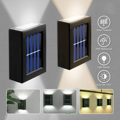 WunderVoX Solar Wall Lights Small Fence Lights Solar Powered-2pc Solar Light Set(Wall Mounted Pack of 2)