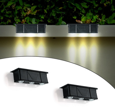 Litverse Solar 5.5Volt 300 Ma Powered LED Ramp Lamp , 3 LEDs, 1800mAh, Outdoor Solar Light Set(Ceiling Mounted Pack of 2)