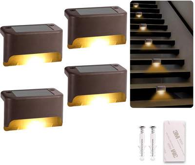GatiH Solar Lights for Home Outdoor LED Decoration Waterproof Fence Lamp pack of 4 Solar Light Set(Wall Mounted Pack of 4)