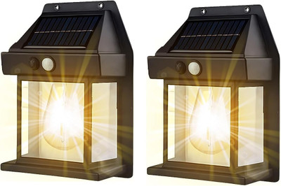 CARTSPACE Tungsten Bulb led Solar Outdoor Garden with Sensor Solar Wall lamp pack of 2 Solar Light Set(Wall Mounted Pack of 2)
