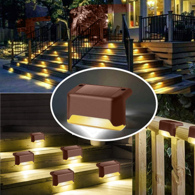 HVG TRADERS Solar Step Lights Outdoor Waterproof Led Solar Fence Lamp Solar Light Set Solar Light Set(Free Standing Pack of 4)
