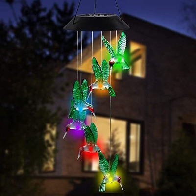 Ginoya Brothers Humming Bird Solar Power Outdoor Wind Chime Home & Balcony Decoration ,Gift Item Solar Light Set(Wall Mounted Pack of 1)