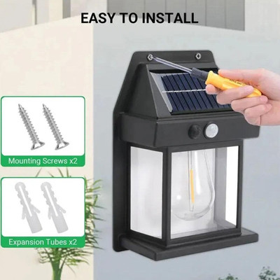 TRUDO Solar Powered Motion-Sensor Wall Lamp, Tri-Mode Solar Light Set(Wall Mounted Pack of 1)