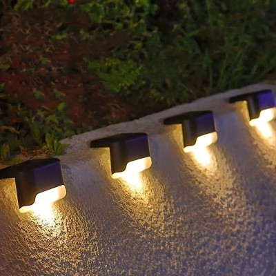 Kinzilla Waterproof Outdoor Home Garden Balcony led Wall lamp Panel Light Decoration Solar Light Set(Wall Mounted Pack of 4)