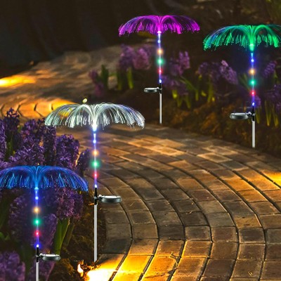 GIGAWATTS Jellyfish Solar Flower Lights Outdoor Garden Light Waterproof Changing Color Solar Light Set(Free Standing Pack of 4)