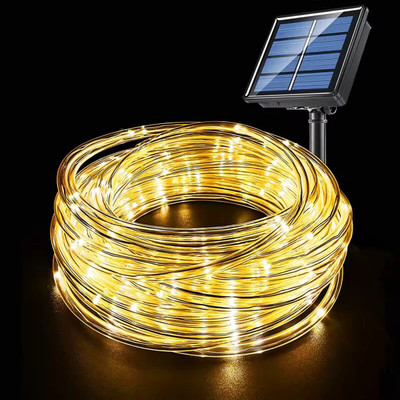 HEWC 200 LEDs 20 m Yellow Flickering, Steady String Rice Lights Solar Light Set(Wall Mounted Pack of 1)