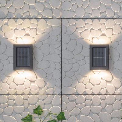 ZESTRUM Waterproof, Dust-Proof Wall Lamp with Warm White LED Lights Solar Light Set(Wall Mounted Pack of 2)