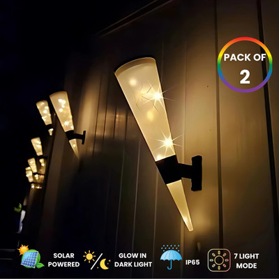 UDropMore Solar Wall Lamp (Cone Shape 20 LEDs with 7 Light Modes Night Light Solar Light Set(Wall Mounted Pack of 2)