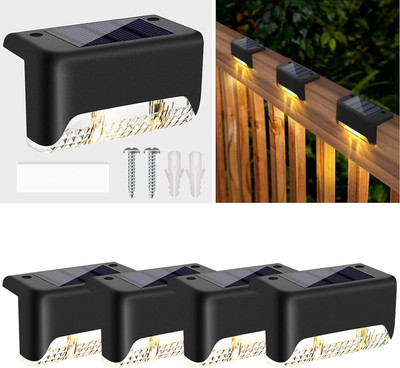 TRIVYOM Solar Deck Light 4Pcs, Solar Step Lights Outdoor Waterproof Led Solar Light Set Solar Light Set(Wall Mounted Pack of 1)