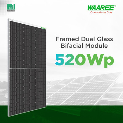 WAAREE 520 Watt Halfcut Mono Perc Bifacial Solar Panel(Pack of 1)
