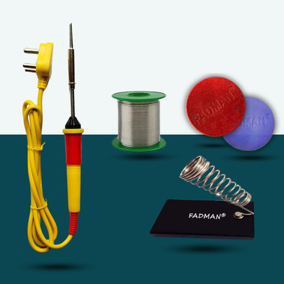 FADMAN Electronic Full Red 4in1 Mobile Soldering Iron Kit Set 25 W Simple(Flat Tip)