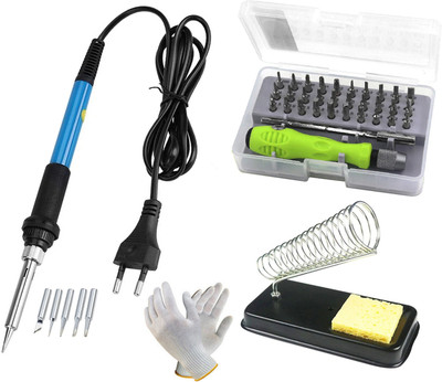 Digital Craft Electric Iron60W,Precision32In1ScrewdriverSet,SolderingIronStandWithCleanSponge 60 W Temperature Controlled(Pointed Tip)