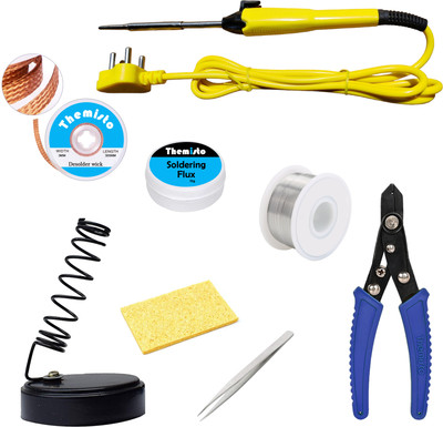 tHemiStO Beginners 8 in 1 Soldering iron Kit 25 W Simple(Flat Tip)