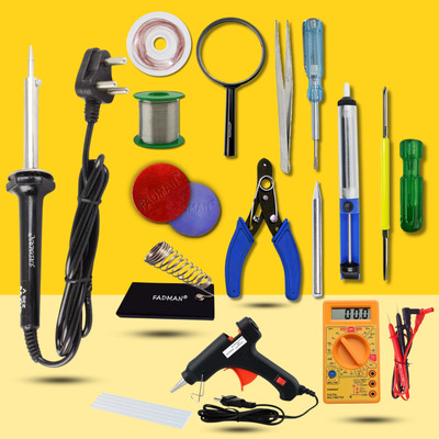 FADMAN 60 Watt Soldering Iron Kit Pack of 15 Black for All Soldering Solution 60 W Simple(Flat Tip)