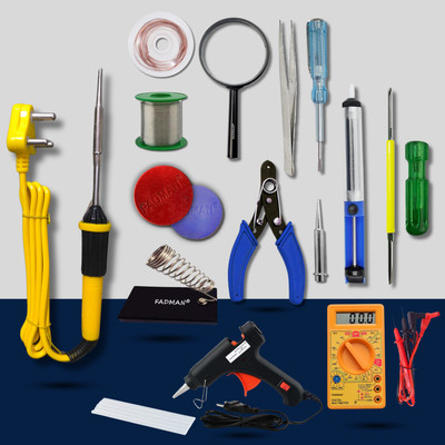 FADMAN Advanced 15in1 Mobile Soldering Iron Equipment Tool Machine Combo Kit Set 25 W Simple(Flat Tip)