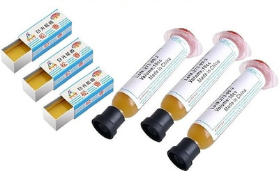 ASAONE 3Pc No-Clean Soldering Paste Flux RMA-223 10cc and 3Pcs 5Gram Carton Rosin Paste 0 W Simple(Round Tip)