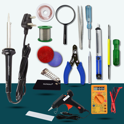 FADMAN Pack of 15 Basic Heavy Professional 60 Watt Soldering iron Kit 60 W Simple(Flat Tip)