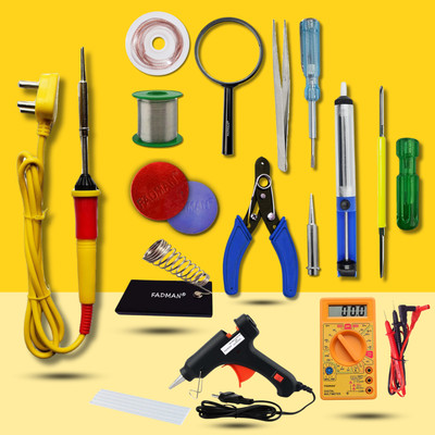 FADMAN Soldering Iron Kit Pack of 15 Full Yellow/Red for All Soldering Solution 25 W Simple(Flat Tip)