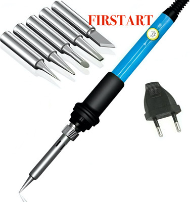 FIRSTART 5 in 1 908 Blue 60W 220V Soldering Iron for Mobile Electronics Repairing 60 W Temperature Controlled(Pointed, Conical, Flat, Round Tip)