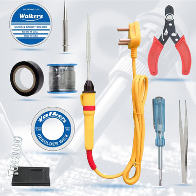 Walkers Beginners 10in1 Mobile Soldering Iron Equipment Tool Machine Combo Kit Set With Flux Paste And Wire 25 W Simple  (Flat, Pointed Tip) For Rs. 319 @ 60 %