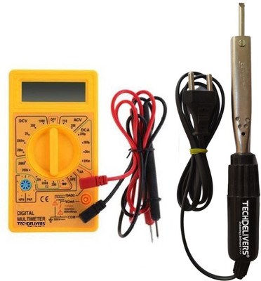 TECHDELIVERS Bakelite Handle Solder Iron 35 Watt | Soldering Iron with Multimeter Kit 35 W Simple(Flat Tip)
