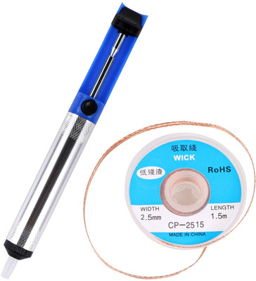 AS TOOL CENTER Desoldering Wick, solder braid with 2.5mm Width, 1.5m (soldring pump+wick) 0 W Temperature Controlled(Pointed Tip)