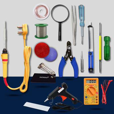 FADMAN Advanced Half Red 15in1 Mobile Soldering Iron Equipment Tool Machine Combo Set 25 W Simple(Flat Tip)