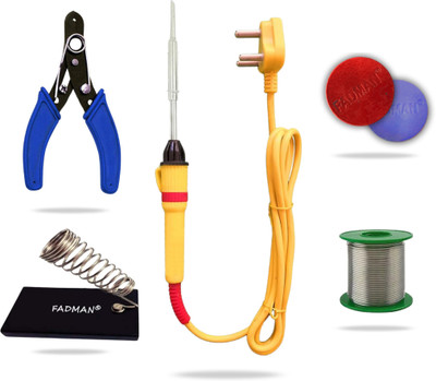 FADMAN 5in1 Mobile Soldering Iron Equipment Tool Combo Kit Set with Flux Paste and Wire 25 W Simple(Flat Tip)
