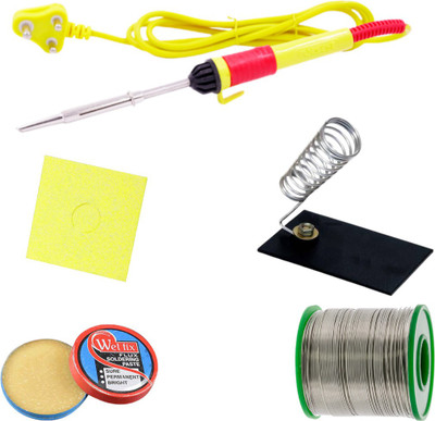 Gilhot 1 Soldering Iron 25W | 1 Soldering Stand | 1 Solder Wire | 1 Sponge | 1 Soldering Paste Flux 25 W Simple(Pointed Tip)