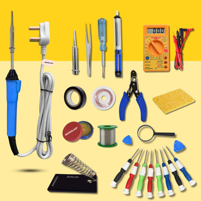 Ironclad Combo Kit 16-in-1 Mobile Soldering Iron Advanced Master Kit 25 W Simple(Flat Tip)