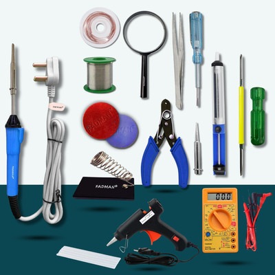 FADMAN Electronic Blue 15in1 Mobile Soldering Iron Kit Set 25 W Simple(Flat Tip)