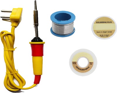 Aldeco (4 in 1) Soldering Iron Kit |Iron | Wire | Flux | Wick 25 W Temperature Controlled(Flat Tip)