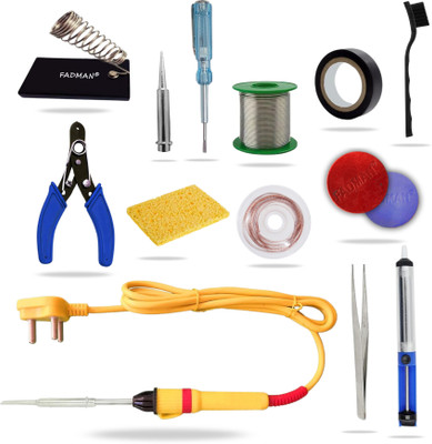 FADMAN 13in1 Basic Complete 25W Soldering Iron Kit & ESD Brush 25 W Simple(Flat Tip)