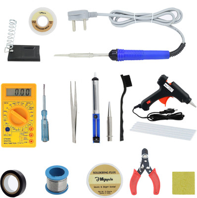Hillgrove HGCM1350M3 15in1 Soldering Iron Machine Tool Kit Stand Multimeter 20W Glue Gun 25 W Simple(Flat Tip)