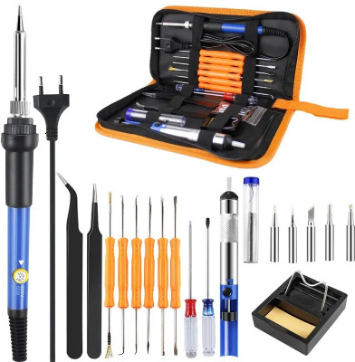 Wynhard Soldering Iron Kit Set Adjustable Temperature 60w Electronics Welding Tool 5Tips 60 W Temperature Controlled(Round, Conical, Flat, Pointed Tip)