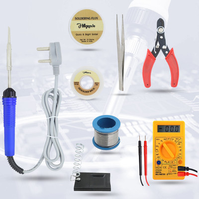 Hillgrove HGCM100M1 Electronic 8in1 Mobile Soldering Iron Kit Set with Digital Multimeter 25 W Simple(Flat Tip)