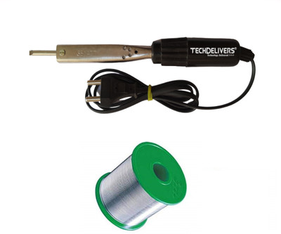 TECHDELIVERS Solder Iron 35Watt Bakelite Handle Quick Heating with Solder Wire Reel 35 W Simple(Flat Tip)