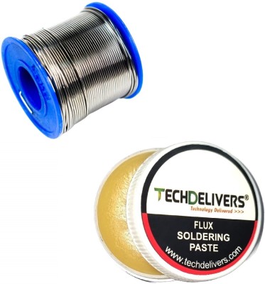 TECHDELIVERS 2Pcs 25 Grams 60/40 Tin Lead Roll for Soldering Wire Reel with Solder Flux-Paste 0 W Simple(Round Tip)