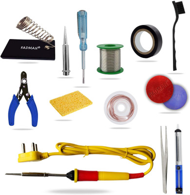 FADMAN 13in1 Basic Complete 25W Soldering Iron Kit & ESD Brush 25 W Simple(Flat Tip)