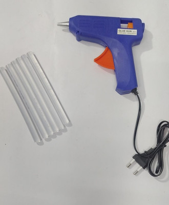 VMTRONIX BLUE GLUE GUN WITH 6 TRANSPARENT STICKS 40 W Simple(Round Tip)