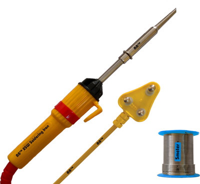 BB 5 Meter Soldering Wire with 25W/Watt Beginners Soldering Iron Gun Machine kit for DIY,Repair,Electric,Electronic Work 25 W Simple(Flat Tip)