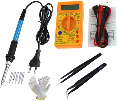 Digital Craft Electric Iron 60W,Digital Multimeter,2Pc Anti-Static Precision Tweezers, 60 W Temperature Controlled(Pointed Tip)