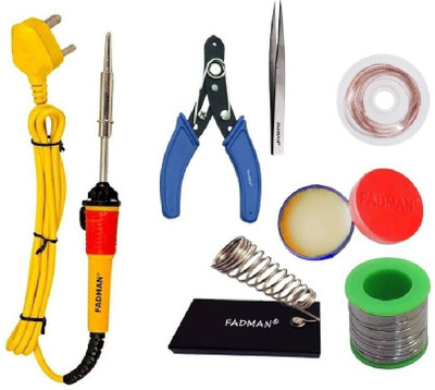 Skeisy SK NEW BASIC IRON SOLDERING TOOL KIT 7 IN 1 WIRE, PAST, STAND, FLUX, MULTICOLOR 25 W Simple(Conical Tip)