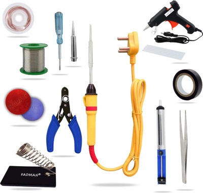 FADMAN 13n1 Beginners 25W Soldering Iron Kit with Glue Gun 25 W Simple(Flat Tip)