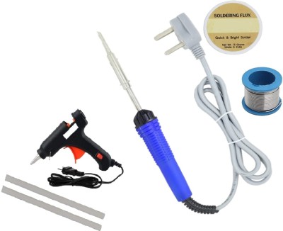 Aldeco (6 in 1) Soldering Iron Kit Iron| Wire| Flux| Glue Gun| 2 Stick 25 W Simple(Flat Tip)