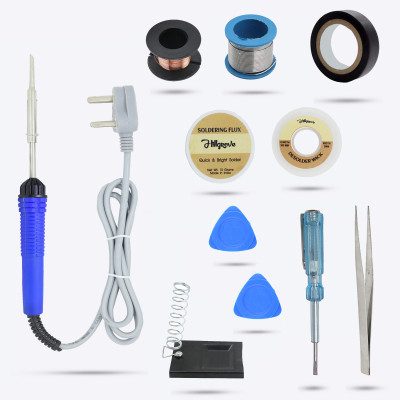 Hillgrove HGVE7M2 Economy 25W 10in1 Soldering Iron Complete Combo Pack Soldering Tools Kit 25 W Simple(Flat Tip)